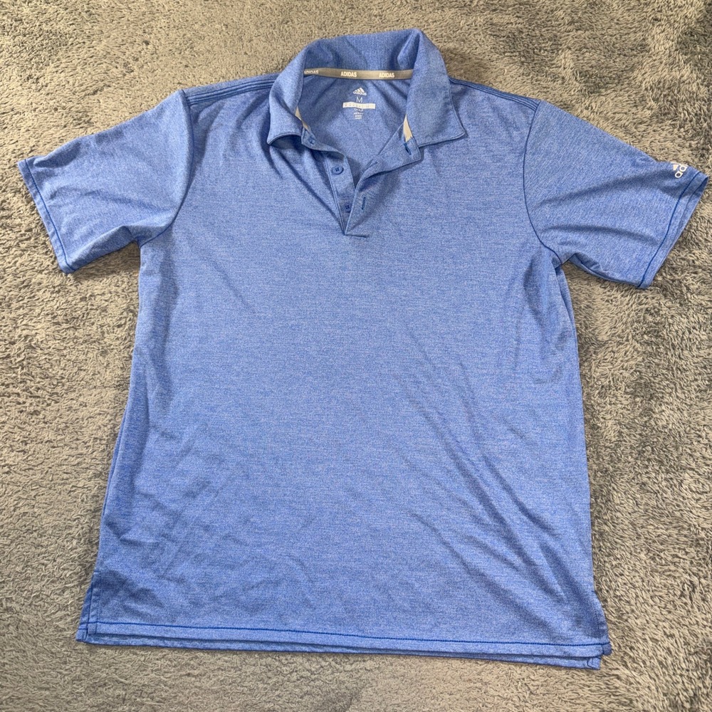 Adidas Mens Golf Performance Polo Shirt Size Medium Blue Heather Short Sleeve